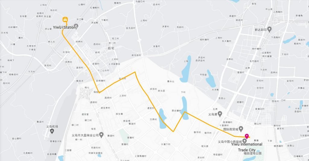 Go to Yiwu Market from Yiwu Railway Station by Taxi